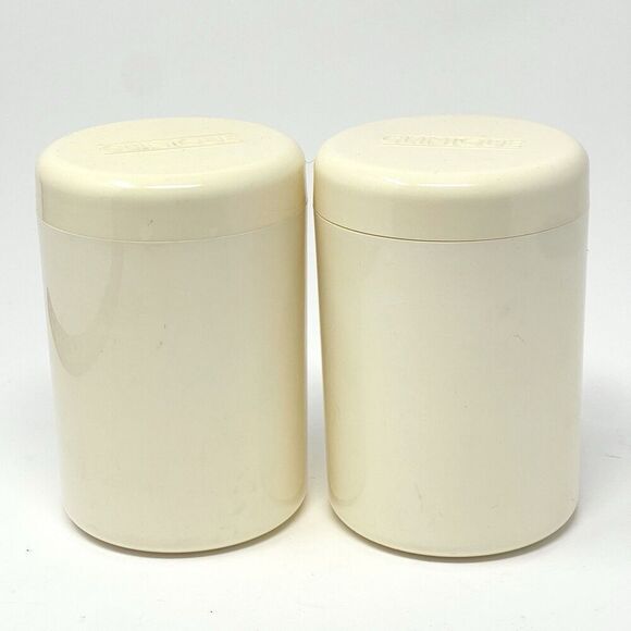 Vintage Clinique Plastic Cosmetic Storage Containers Canisters 5” Set Of 2 - Picture 1 of 6